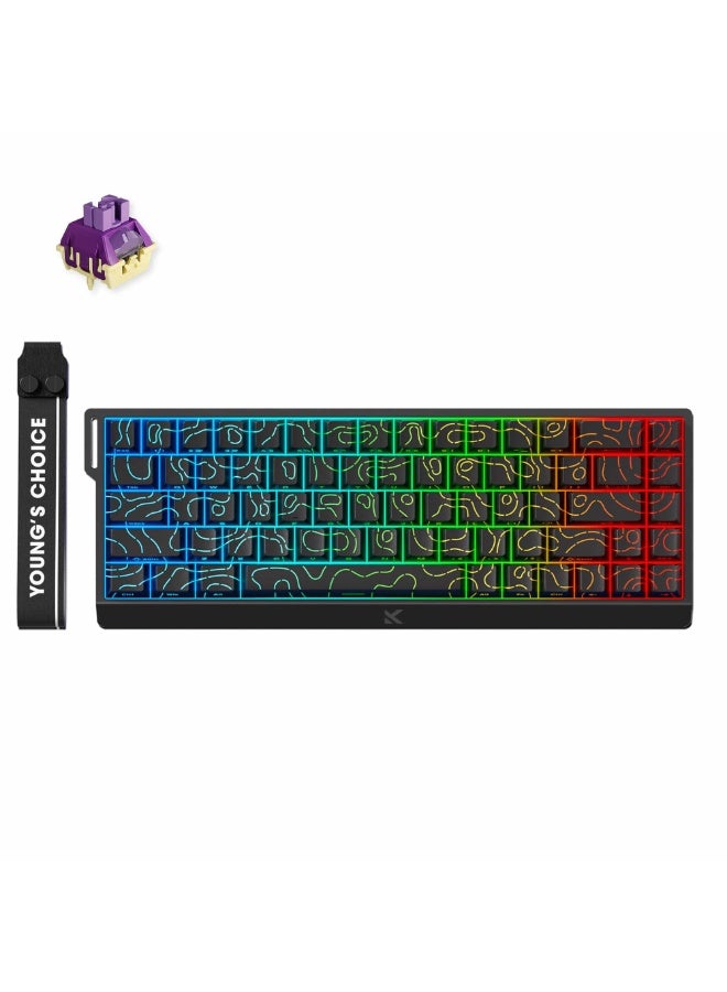 MCHOSE Ace 68 65% Hall Effect Magnetic Gaming Keyboard – TTC Dragon Lord Magnetic Switch, Hot-Swappable, 8K Polling, Adjustable Actuation, RGB Backlit, Wired USB-C, Black Topographic |  MC-Ace68-33 - Image 1